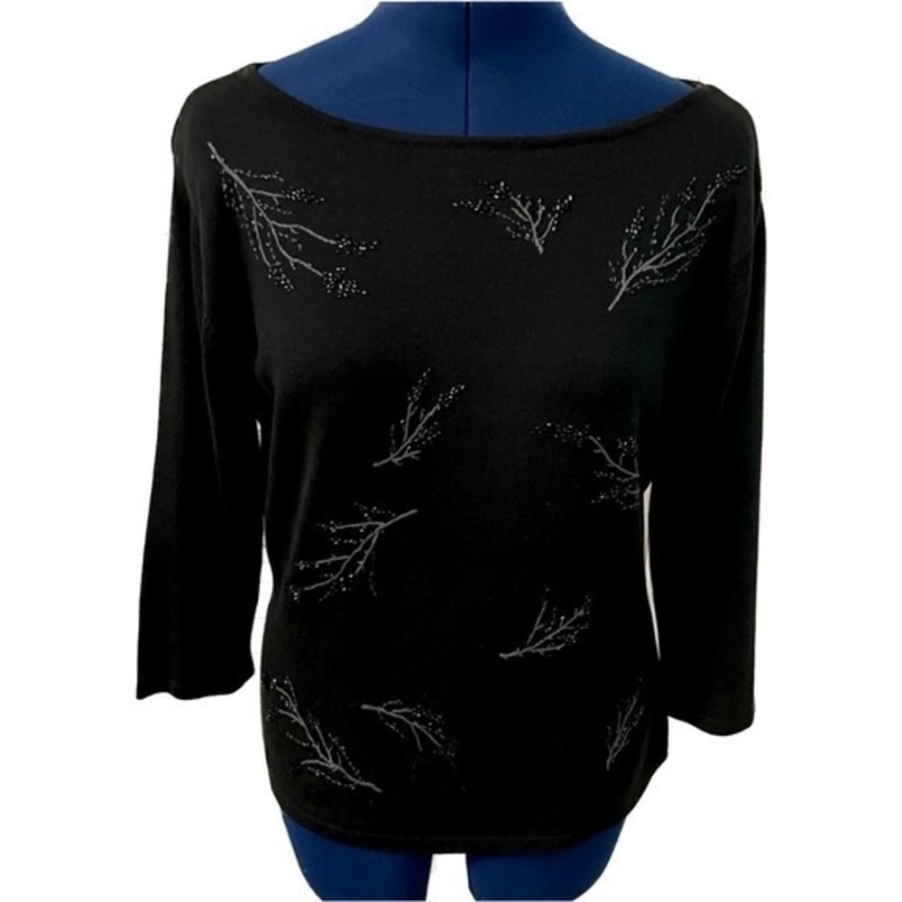 Primary Colors - Sweater - Medium - Black - Beaded - Modest